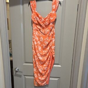 Off The Shoulder Floral Orange Dress